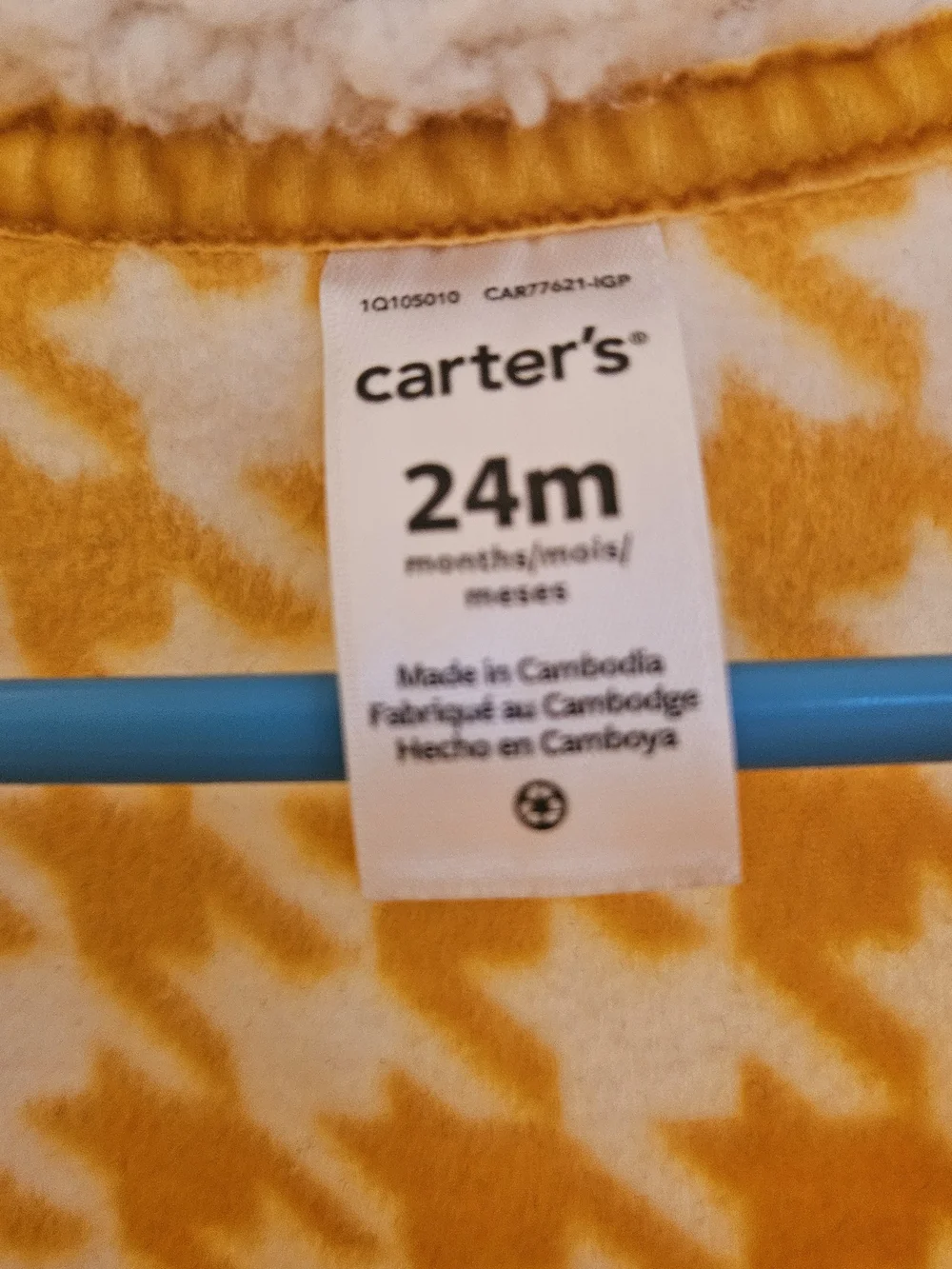 Carter's Toddler Yellow Houndstooth Fleece Hooded Jacket 24 months